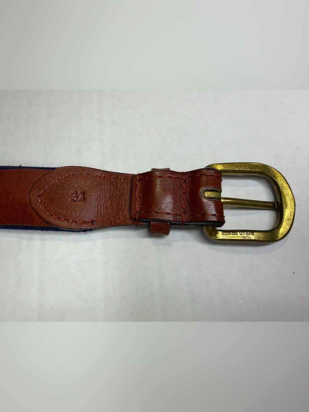 Smathers & Branson Crossed Tennis Racquets Needlepoint Belt Size 32 Navy Brass - Picture 2 of 8